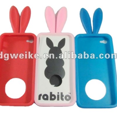 fashionable design rabbit ear silicone mobile phone case